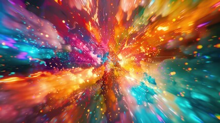 Poster - A maximalist holographic background with an explosion of colors, patterns, and textures, creating a visually stimulating and dynamic effect.