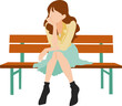 © くろねこ - 考え事をする女性のイラスト