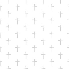 Wall Mural - Christian cross hand drawn icon seamless pattern on white