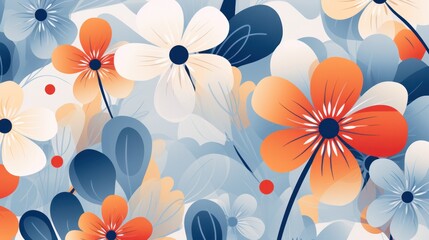 Poster - A modern floral pattern with overlapping geometric elements and a dynamic composition