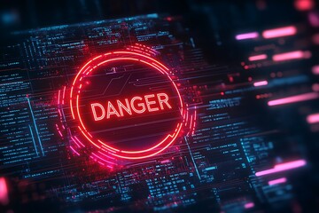 a close up of a red danger sign on a computer screen