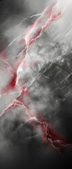 Wall Mural - A black and white photo of a red and white rock with a red streak