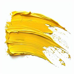 Poster - yellow paint brush strokes on white background