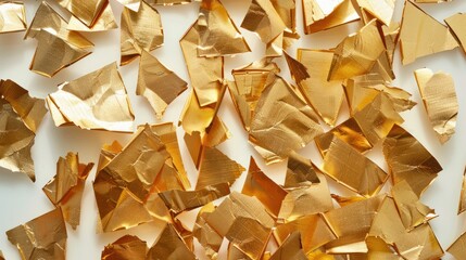 Poster - An abstract composition of gold leaf fragments arranged in a harmonious pattern, evoking a sense of elegance and sophistication.