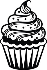 decorative cupcake silhouette, cupcake icon  vector illustraton 