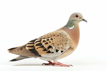 Wall Mural - a pigeon with a red eye standing on a white surface