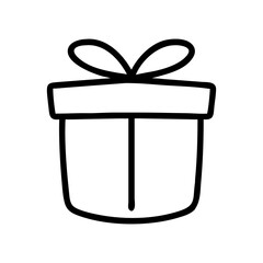 Minimalist gift box outline icon isolated on white hand draw