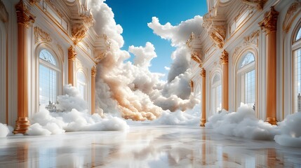 Wall Mural - Golden Hallway in the Clouds.