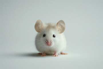 Wall Mural - a white mouse with a brown nose and a white body