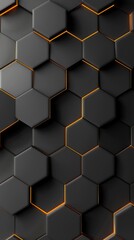 Poster - A black and orange hexagonal patterned background with a white textured foregrou