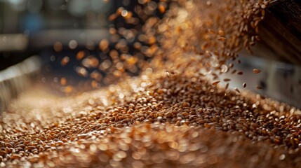 Poster - A grain of wheat is falling from a machine