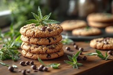 Cannabis-Infused Edibles on Wooden Kitchen Counter