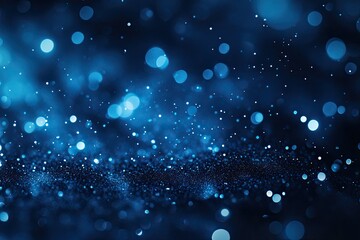 Poster - Captivating blue bokeh background with shimmering lights, creating a dreamy atmosphere for various creative projects.