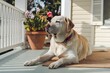 © Muhammad Ishaq - Labrador resting on a sunny porch, eyes closed, soaking up the warmth