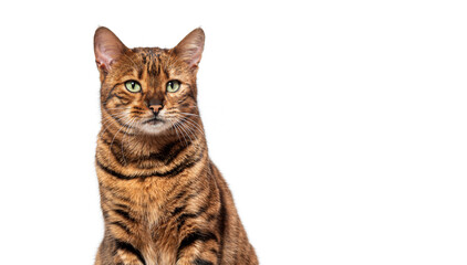 Poster - Toyger cat sitting on a white background