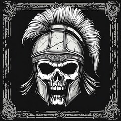 Wall Mural - Skull Warrior in a Roman Helmet with Plume