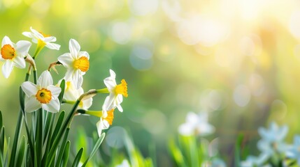 Canvas Print - Springtime Daffodils in the Meadow