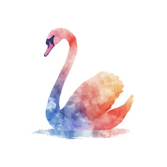 abstract color silhouette of swan vector illustration in watercolor style