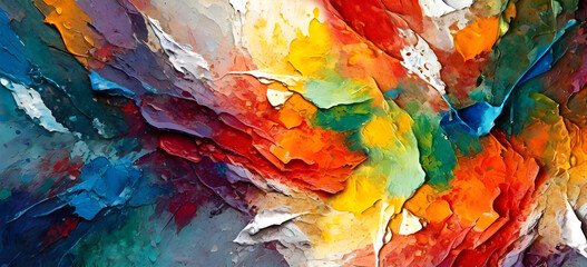 Wall Mural -  colorful painting abstract art panorama background colors texture.	
