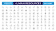 © artshuvo - Set of outline icons related to HR, Human Resources, Recruitment, Employment, business, office, company, and management. Linear icon collection. Editable stroke outline icon.