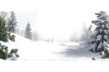 Canvas Print - Snowy Winter Landscape with Pine Trees