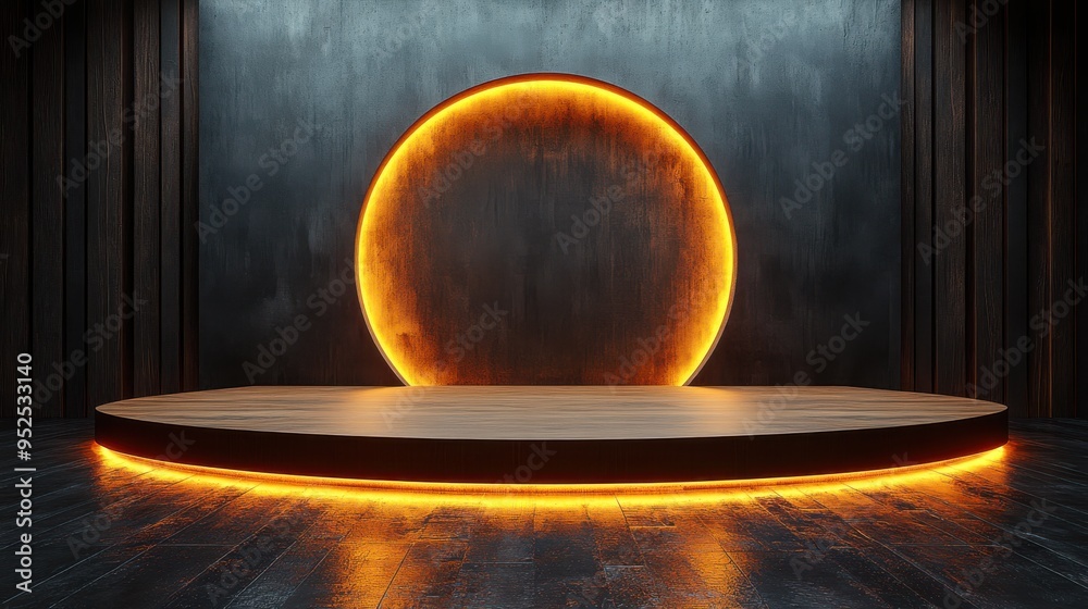 3D render of an abstract black and gold background with cobblestones, a ...