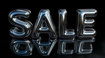 Shiny Metallic Letters Spelling out Sale on a Reflective Surface Created at a Dimly Lit Studio Generative AI