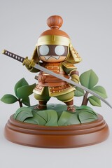 Canvas Print - Cute Samurai Figurine with Sword