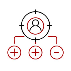 Poster - Target audience icon with user and plus/minus indicators