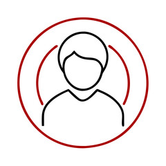 Poster - Circular user icon with stylized hair in minimalist design 