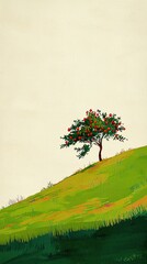 Wall Mural - Lonely Tree on a Green Hill