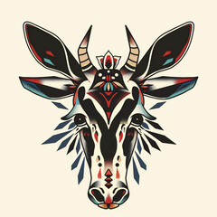 Wall Mural - Mule head very simple traditional tattoo flash styles illustration