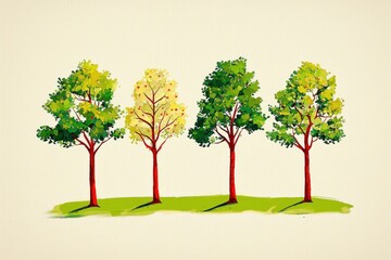 Wall Mural - Four Trees in Different Seasons