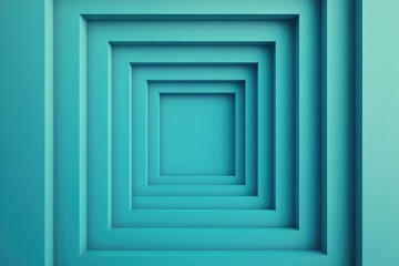 Poster - A captivating view of concentric squares in a vibrant teal color, creating a sense of depth and dimension.