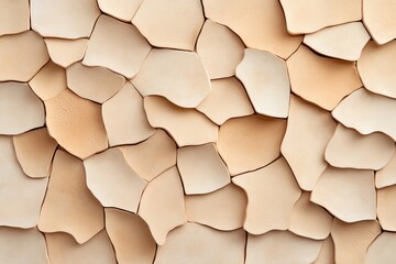 Poster - A close-up of textured light brown leather pieces arranged in an artistic pattern, showcasing unique surface details and colors.