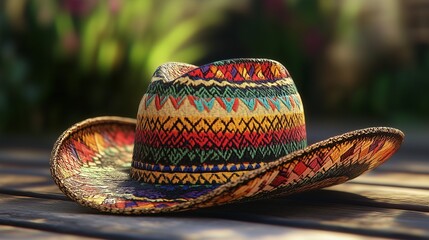 Wall Mural - A bright Mexican sombrero, part of the national costume and culture of Mexico