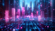 © smth.design - Futuristic digital cityscape with glowing holographic skyscrapers