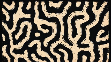 Poster - Intricate lines and shapes intertwine gracefully, creating a captivating visual rhythm on a deep black canvas