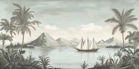 Wall Mural - a beautiful wallpaper vintage, beautiful wallpaper delicate landscapes, vintage, enigmatic antartica