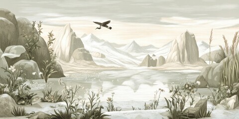 Wall Mural - a beautiful wallpaper vintage, beautiful wallpaper delicate landscapes, vintage, enigmatic antartica