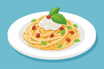 Wall Mural - Spaghetti bolognese served on a white plate