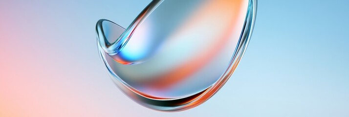 Canvas Print - A futuristic and abstract image of a glass shape with a colorful gradient reflection, symbolizing fluidity, innovation, technology, creativity, and design.