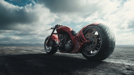 Futuristic red motorbike, modern background