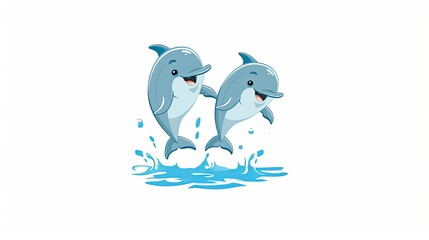 Sticker - two dolphins jumping out of the water