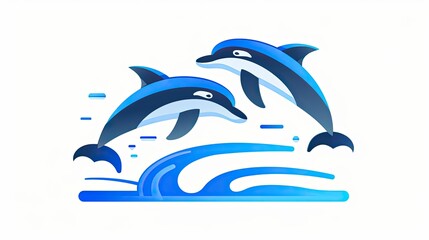 Sticker - two dolphins jumping out of the water