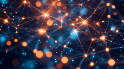 Poster - Abstract image of digital connections and wireless signals represented by glowing lines and dots, symbolizing the invisible network of wireless communication