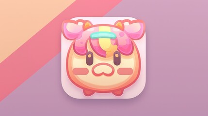 Poster - An app icon with an illustration of a cute, smiling cartoon piglet a