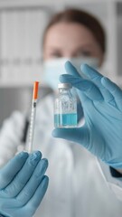 Poster - In a modern medical facility, a healthcare professional shows dedication, precision, and safety while preparing a vaccine injection, highlighting their commitment to providing highquality care