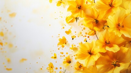 Wall Mural - Beautiful yellow flowers with delicate petals arranged in a floral display, symbolizing joy, new beginnings, sunshine, and the beauty of nature.