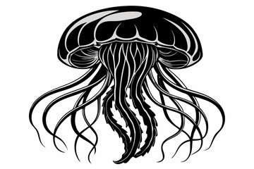 Jellyfish silhouette vector illustration